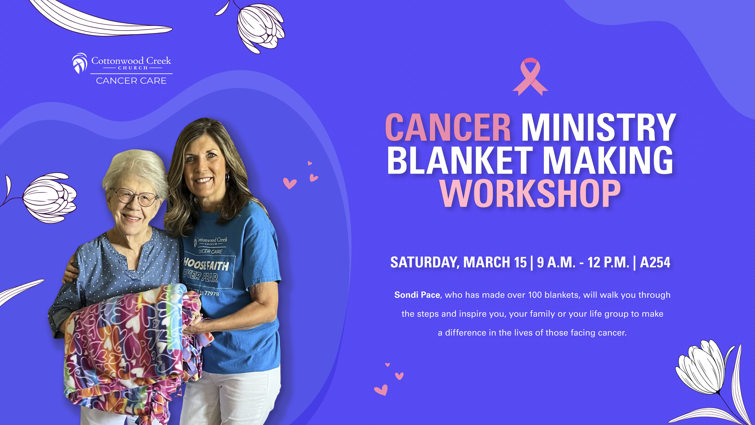 Cottonwood Creek - Cancer Care Ministry Blanket Making Workshophttps://ccfam.ly/3Fqi2sw